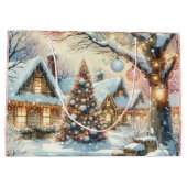 Grand Sac Cadeau Noël Whimsical Folk Village (Dos)