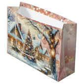 Grand Sac Cadeau Noël Whimsical Folk Village (Devant Angle)