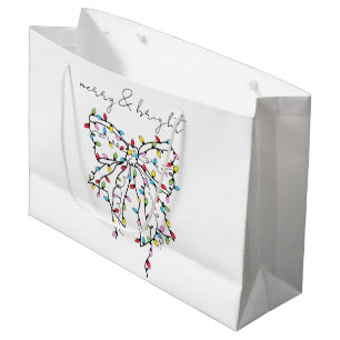 Grand Sac Cadeau Nœud de ruban illuminé coquette Merry & Bright pou