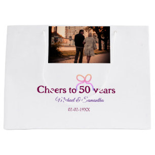 Grand Sac Cadeau Nœud rose pour 50 ans de mariage 