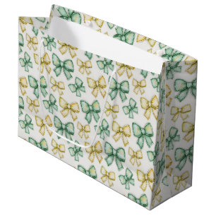 Grand Sac Cadeau Nœuds Coquette Jaune et Vert Cadeau Baby Shower