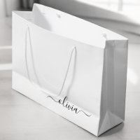 Noir Blanc moderne Script Girl Monogramme Nom