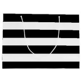 Grand Sac Cadeau Noir Blanc rayé Fête de Mariage moderne (Dos)