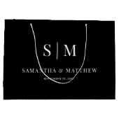Grand Sac Cadeau Noir Élégant Couple Initiales Mariage Sponsors (Dos)