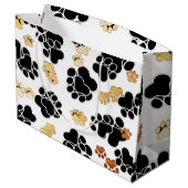 Grand Sac Cadeau Noir et blanc canin bronzage d'empreinte de patte (Dos Angle)
