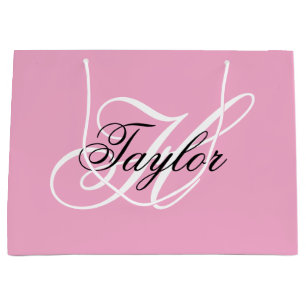 Grand Sac Cadeau Noir et blanc Fatigue Monogramme rose