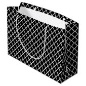 Grand Sac Cadeau Noir et blanc moderne Quatrefoil Nom monogramme (Dos Angle)