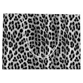 Grand Sac Cadeau Noir et blanc monochrome, léopard motif (Dos)