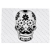 Grand Sac Cadeau Noir et blanc Moustache Sugar Crâne Noir Points (Dos)