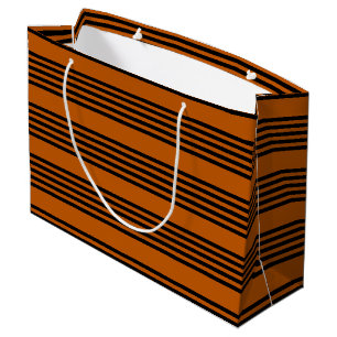 Grand Sac Cadeau Noir et brûlé orange cinq bandes motif