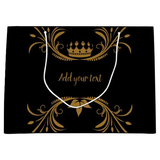 Grand Sac Cadeau Noir et or (Devant)