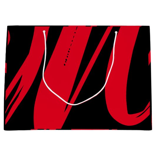 Grand Sac Cadeau Noir et rouge personnalisé unique (Devant)