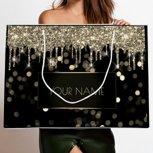 Grand Sac Cadeau Noir Gold Minimal Name Luxury Branding Drives