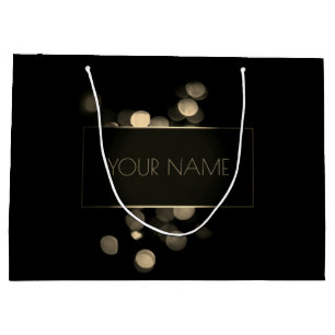 Grand Sac Cadeau Noir Gold Minimal Name Luxury Branding Lights