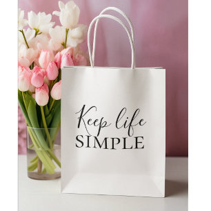 Grand Sac Cadeau Noir moderne Conserver la vie Simple Citation