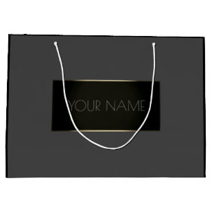 Grand Sac Cadeau Noir Nom minimal Gold Luxury Branding Grey