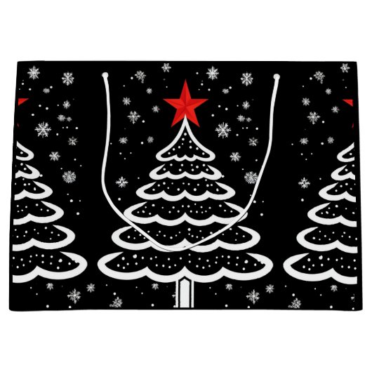 Grand Sac Cadeau Noir & Rouge Noël (Devant)