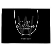 Grand Sac Cadeau Noir Script moderne Groomsmen personnalisé (Devant)