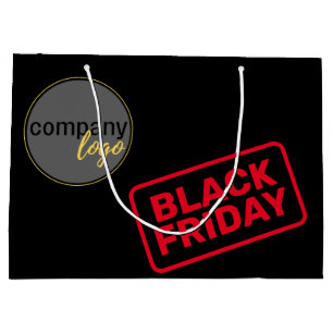 GRAND SAC CADEAU NOIR VENDREDI ENTREPRISE PROPRE LOGO SHOPPPING