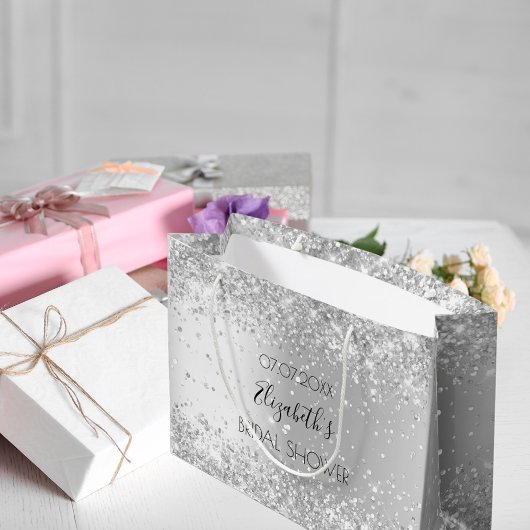 Grand Sac Cadeau Nom argent pour fête de mariage