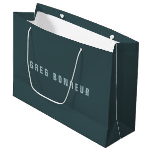Grand Sac Cadeau Nom au look moderne et élégant Gris Bleu