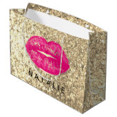 Grand Sac Cadeau Nom Bride Rose Kiss Lips Parties scintillant Champ (Dos Angle)
