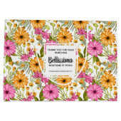 Grand Sac Cadeau Nom commercial Floral jaune moderne rose (Dos)