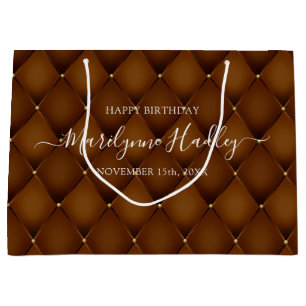 Grand Sac Cadeau Nom Date Arlequin Brown Anniversaire