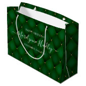 Grand Sac Cadeau Nom Date Arlequin Emerald Green Anniversaire (Dos Angle)