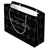 Grand Sac Cadeau Nom Date Arlequin Noir Anniversaire (Dos Angle)