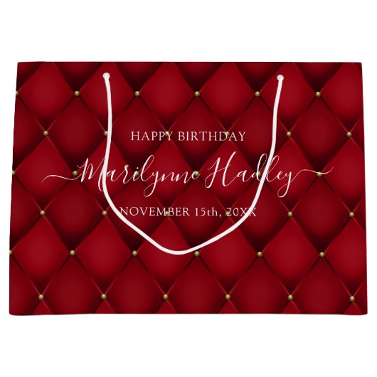 Grand Sac Cadeau Nom Date Arlequin Red Anniversaire (Devant)