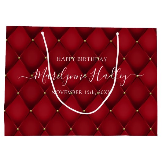 Grand Sac Cadeau Nom Date Arlequin Red Anniversaire (Dos)