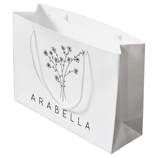Grand Sac Cadeau Nom de fleur sauvage (Dos Angle)