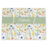 Grand Sac Cadeau Nom de fleur sauvage à l'aquarelle (Devant)