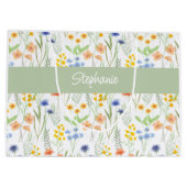 Grand Sac Cadeau Nom de fleur sauvage à l'aquarelle (Dos)