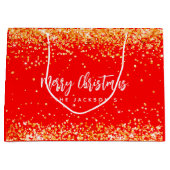 Grand Sac Cadeau Nom de l'étincelle rouge de Noël (Devant)