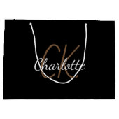 Grand Sac Cadeau Nom de monogramme noir blanc écriture moderne élég (Dos)