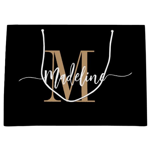 Grand Sac Cadeau Nom de monogramme personnalisé Flèches de script m (Devant)