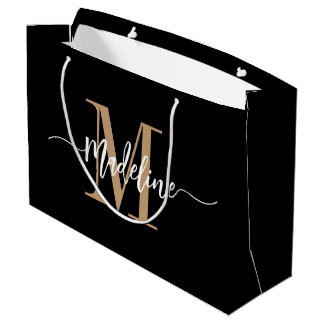 Grand Sac Cadeau Nom de monogramme personnalisé Flèches de script m
