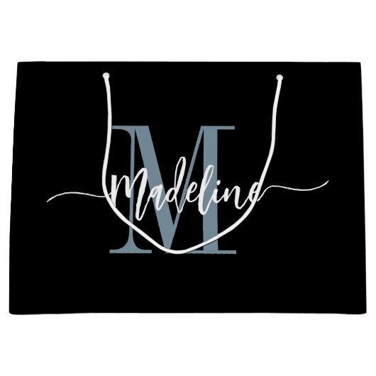 Grand Sac Cadeau Nom de monogramme personnalisé Flèches de script m (Devant)