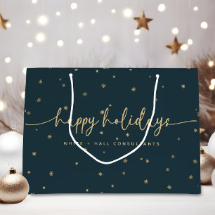 Grand Sac Cadeau Nom d'entreprise Moderne Minimaliste Joyeuses Fête