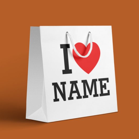 Grand Sac Cadeau Nom du coeur