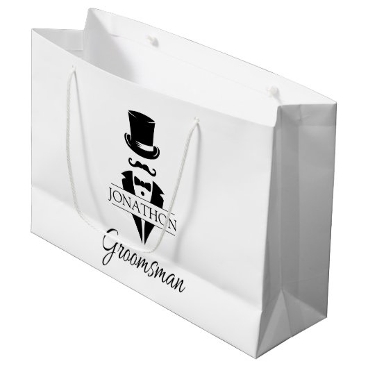 Grand Sac Cadeau Nom du fabricant Cravate noire Moustache (Devant Angle)