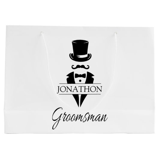 Grand Sac Cadeau Nom du garçon d'honneur Barbe noire (Dos)