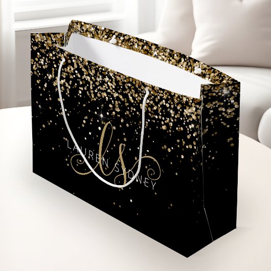 Grand Sac Cadeau Nom du monogramme de la Parties scintillant d'or