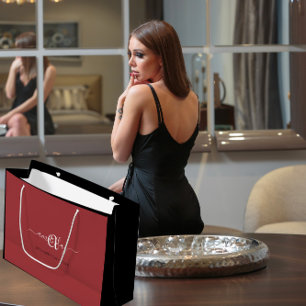 Grand Sac Cadeau Nom du monogramme Douce nuptiale de haricot rouge1