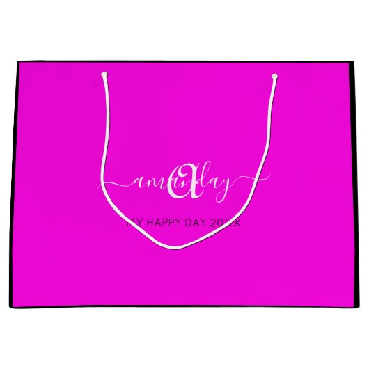 Grand Sac Cadeau Nom du monogramme Douceur nuptiale rose16e Mariage (Devant)