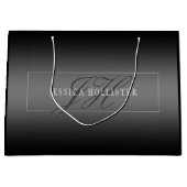Grand Sac Cadeau Nom élégant et initiales monogrammées | Noir et gr (Devant)