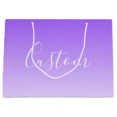 Grand Sac Cadeau Nom en écriture cursive & ombre dégradé violet cla (Devant)