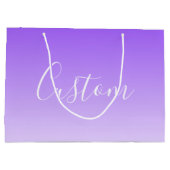 Grand Sac Cadeau Nom en écriture cursive & ombre dégradé violet cla (Dos)